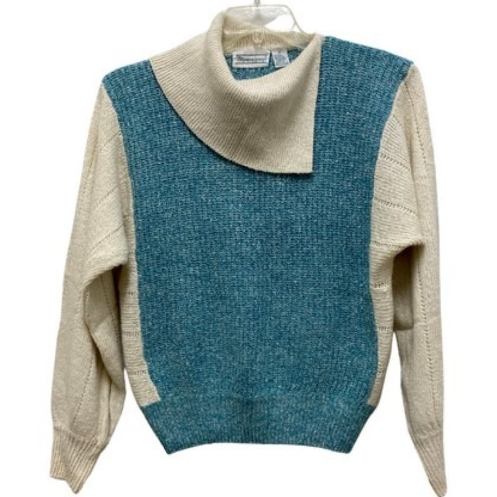 Vantage Shenanigans Womens Sweater Size M Color Blue & Natural